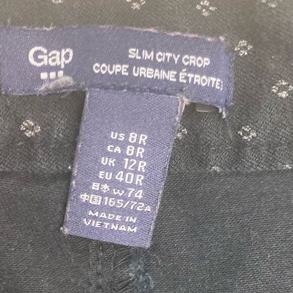 GAP Women’s Slim City Crop Pants Size 8R Black With Silver‎ Sparkles Inseam 25” - Picture 6 of 7